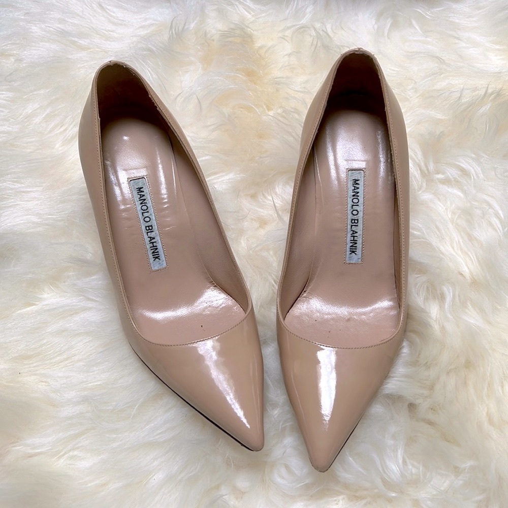 Manolo Blahnik BB pump Nude Patent 6 1/2B
